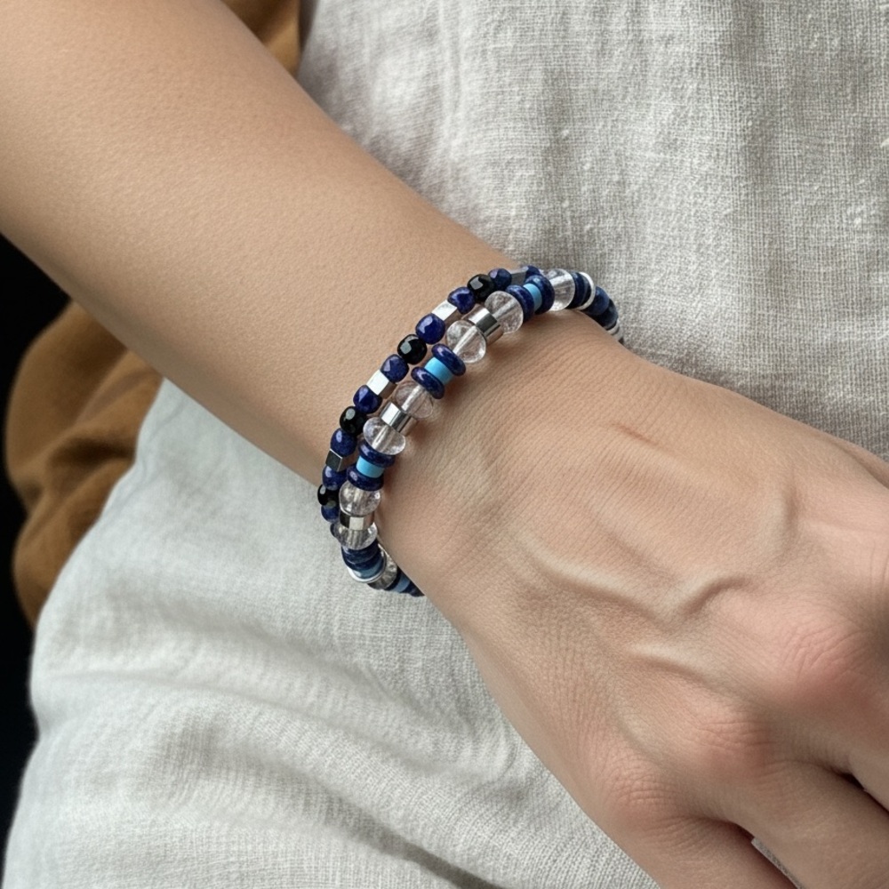 Hayamoon Turquoise, Spinel & Clear Quartz Bracelet Set